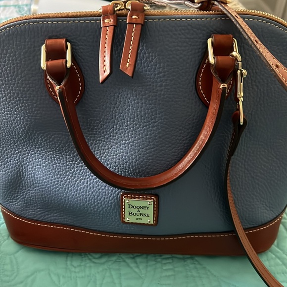 Dooney & Bourke, Pebble Grain Leather Zip Zip Satchel, never used blue - Picture 4 of 16